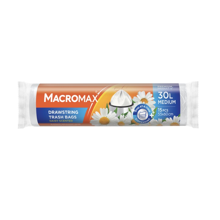 Торби за смет MACROMAX Medium 30L, Лайка, 15 бр.