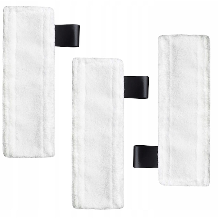 Set 3 Lavete De Rezerva Pentru Mop Kärcher Cu Aburi Sc1 Sc2 Sc3 Sc4 Sc5 Easyfix, 34x11.5 cm, Material 100% Microfibra, Temperatura De Spalare Pana La 60°C, Multifunctionale Mochete, Gresie, Parchet, Alb