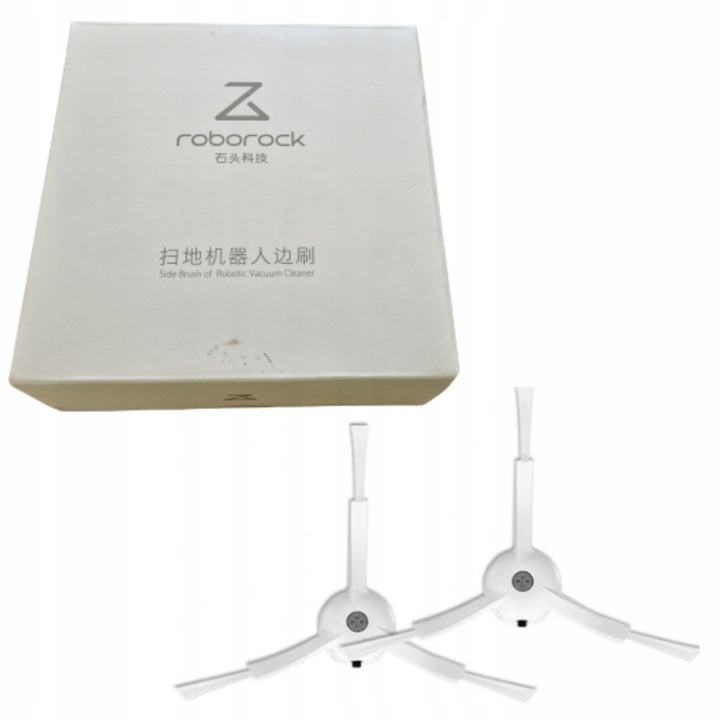 Set 2 Perii Laterale Pentru Roborock S50/S6/S8/Mop 2 Pro, Originale, Testate, Schimbare Recomandata La Fiecare 2 Luni, Asamblare Usoara, Materiale De Inalta Calitate, Alb