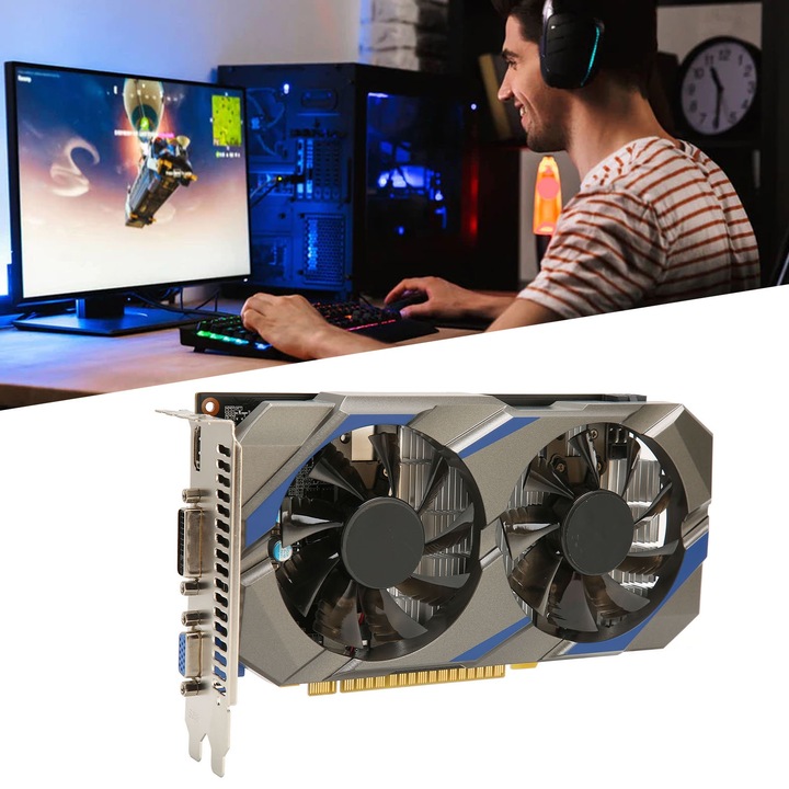 Геймърска видеокарта, longziming, GTX750TI, 4GB GDDR5, 128bit, DVI, PCI Express 3.0, охладителна система с 2 вентилатора