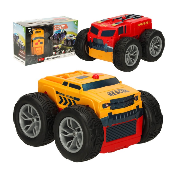 Кола с дистанционно управление Revolt 2 Sided Rescue Racers, червено - жълта