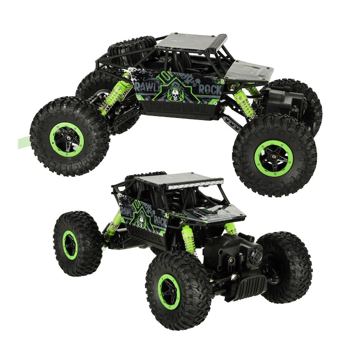 Távirányítós Car Rock Crawler Monster Truck 4x4, Off Road, méretarány 1:18, 2,4 GHz, zöld