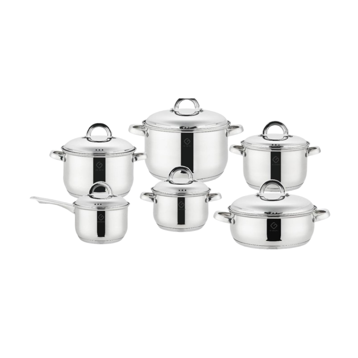 Set 12 piese, 6 vase din inox cu capace din inox, Grunberg, GR1512/1