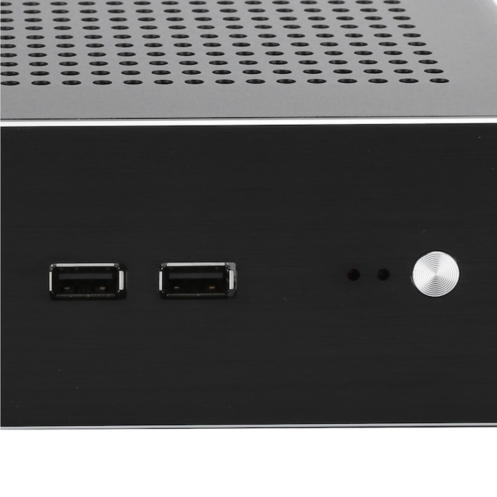 Carcasa ITX Jormftte, aluminiu, suport pentru sursa ATX, 2 sloturi PCI, dimensiuni 31.5x21cm