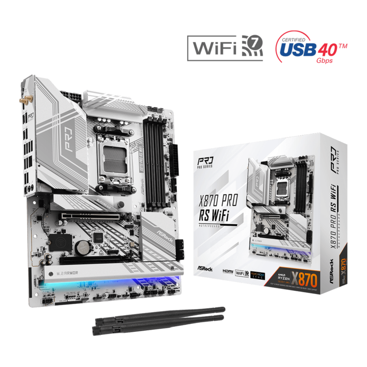 Placa de baza ASROCK X870 PRO RS WIFI, Socket AM5, Wi-Fi 7, PCIe 5.0