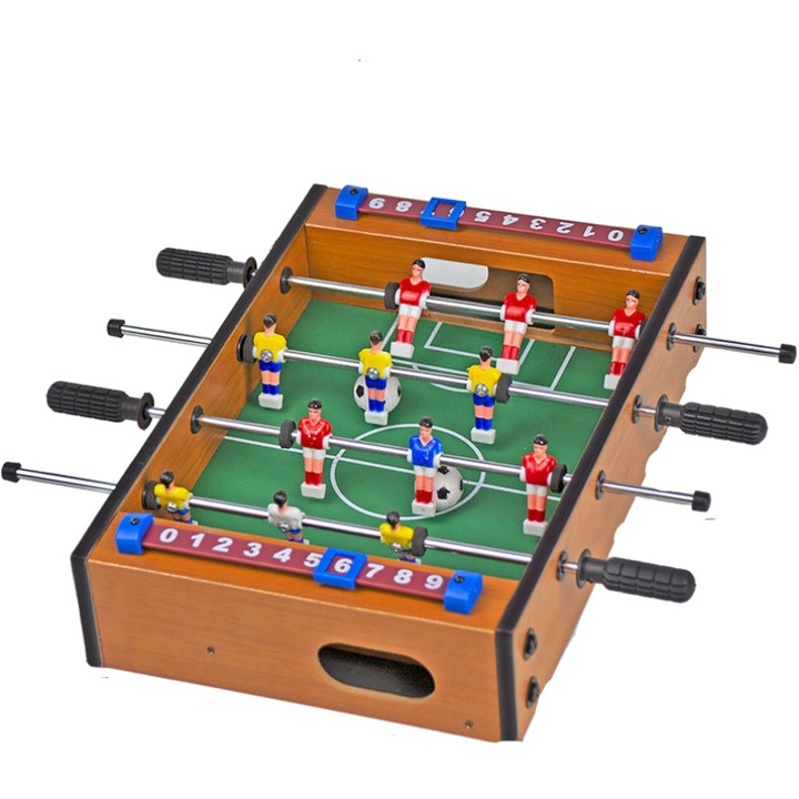Mini Masa de Fotbal cu Teren si 12 Jucatori, 4 Manere, Tablou pentru Scor, 34.5x23x7cm