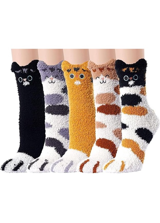 Női zokni, 6 páros szett, meleg, puha, sokszínű, univerzális méret