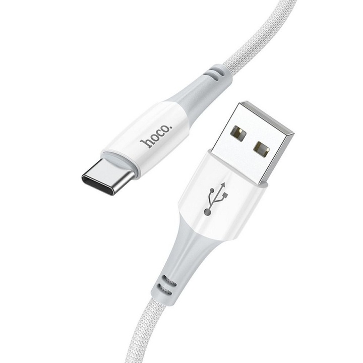 Töltő- és adatátviteli kábel, USB A – USB Type-C, X70, 60 W, 480 Mbps, 1 m hosszú, fehér
