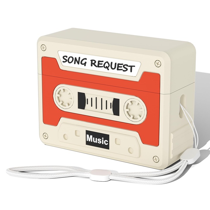 Husa pentru AirPods Pro 2, LYCENXI, design retro, portocalie, protectie superioara