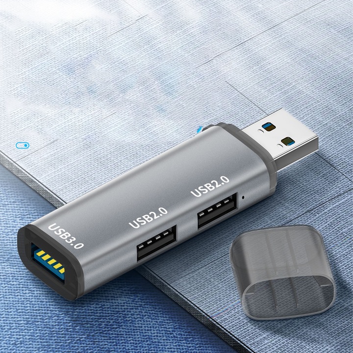 Jormftte USB 3.0 Hub, 1x USB 3.0, 2x USB 2.0, alumínium
