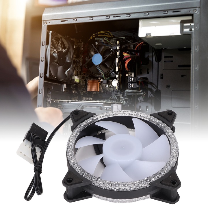 Ventilátor PC RGB Jormftte 120mm, RGB világítás, kétirányú beépítés, rezgéscsillapítás