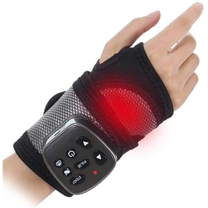 Масажор с подгряване на китката, WALALLA, 3 интензитета, черен, 460x120x45mm