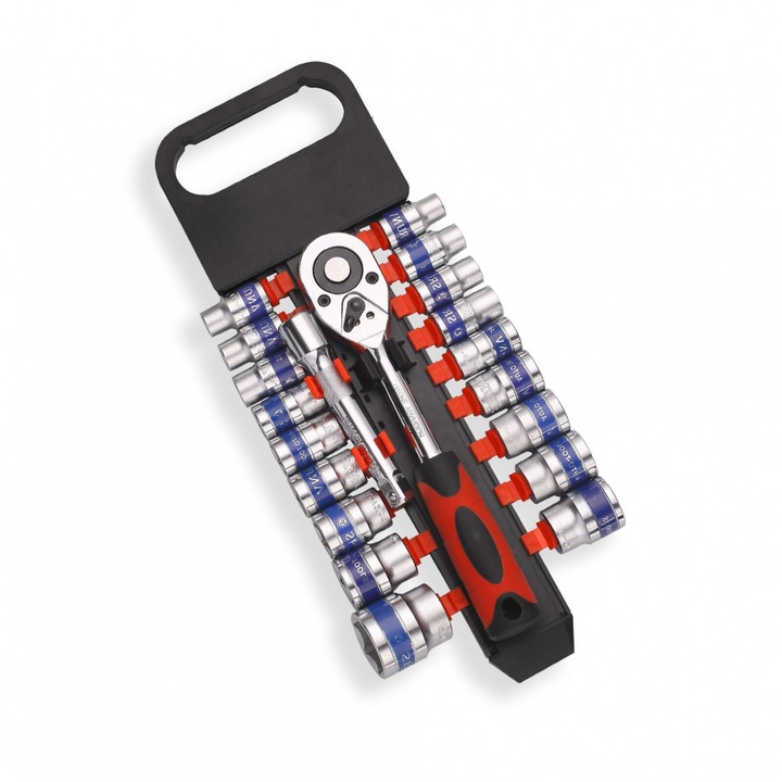 Set chei tubulare 12 colturi + antrenor cu clichet 1/2", 10 - 32 mm