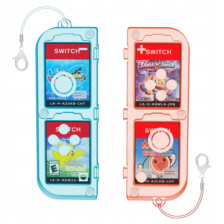 Cutie de carduri de joc pentru Nintendo Switch OLED, transparent albastru - rosu, JYS