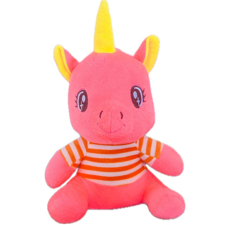 Jucarie plus, Unicorn, Tricou dungi Portocaliu, 22 cm