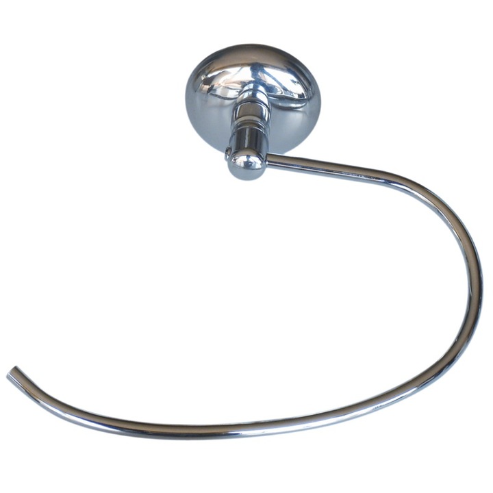 Suport din metal, cu carlig, pentru prosop, prindere cu adeziv, crom lucios, 210 mm
