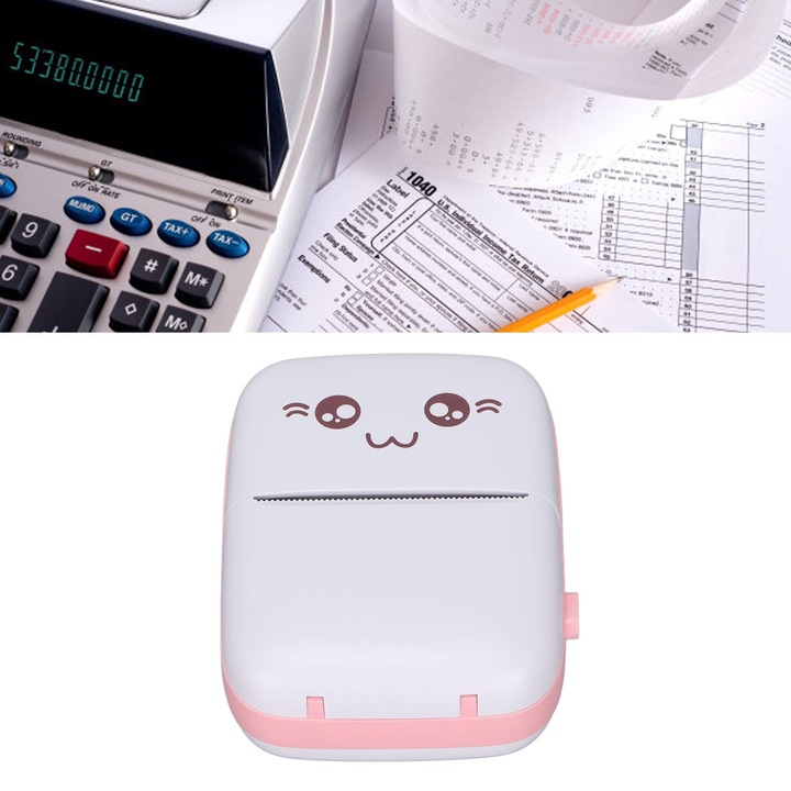 Imprimanta termica Jormftte D58A-2BT, viteza de imprimare 50-80mm/s, capacitate baterie 1500mAh, wireless