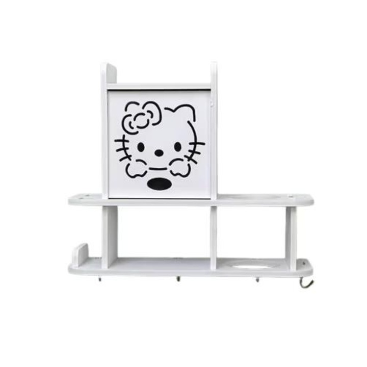 Suport de perete pentru uscator de par, organizator cu compartimente, 30 cm x 35 cm x 12 cm