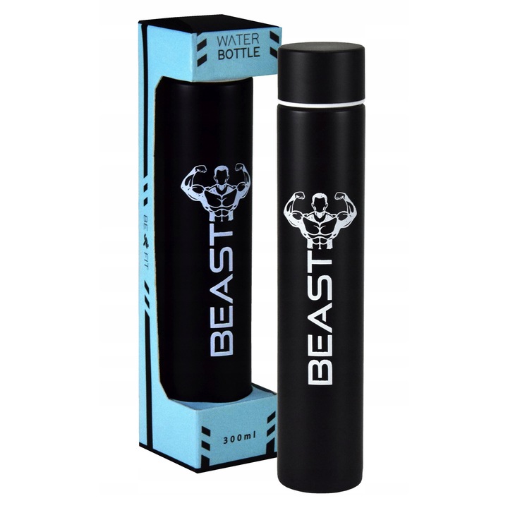 Sticla de apa sport, termica, otel, pentru formare, Negru, 300 ml, Befit
