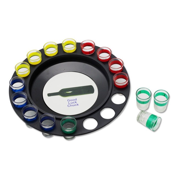 Joc de Societate "Adevar sau Provocare", OPTIM SOLUTION, 16 Pahare de Shot, 2 Bile Metalice, Russian Roulette, Adauga Extra Reguli, 30 cm, Combinatii Surprinzatoare, Creative Lucky Shot, Multicolor