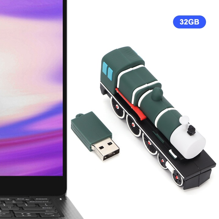 Jormftte 32GB USB memória, vonat alakú, szilikon, 2.0, hordozható