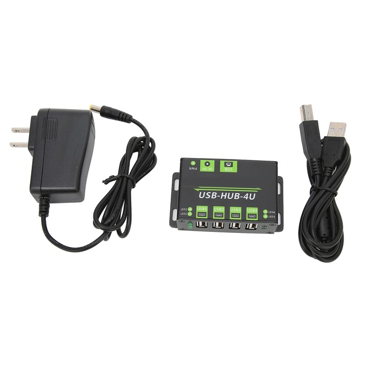 Jormftte USB elosztó, 4 portos, fém, ESD védelem, 100V-240V