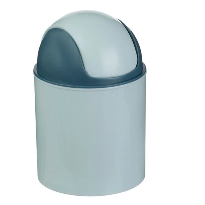 Cos de gunoi pentru birou Antbro® din plastic de culoare albastra bleu cu capac rotativ, 7.8x12cm