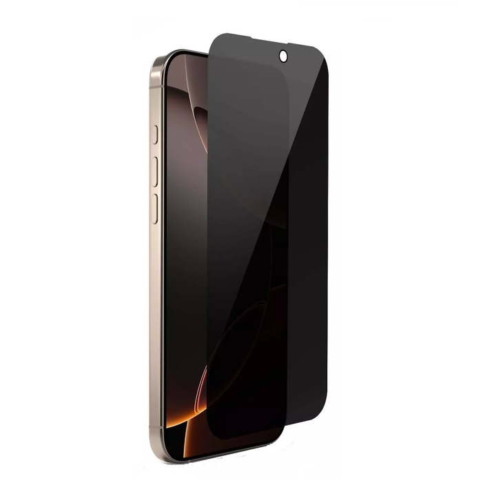 Folie protectie compatibila cu iPhone 16 Pro Max din sticla Privacy, full cover, full glue, case friendly, Premium Quality