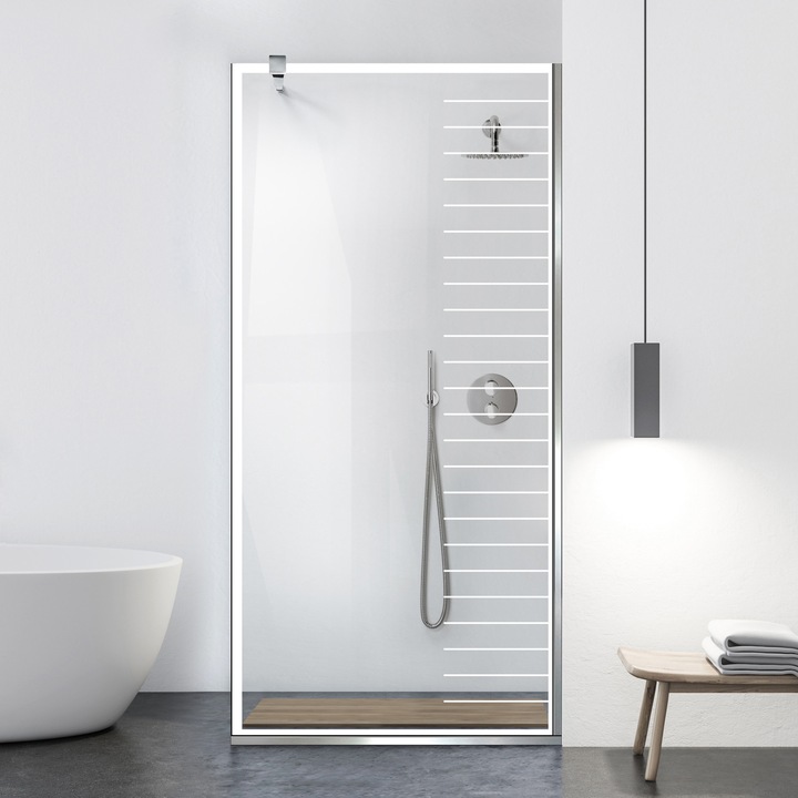 Aqua Class® Inox 100x195 cm zuhanyfal, fehér Supreme modell, víztiszta biztonsági üveg