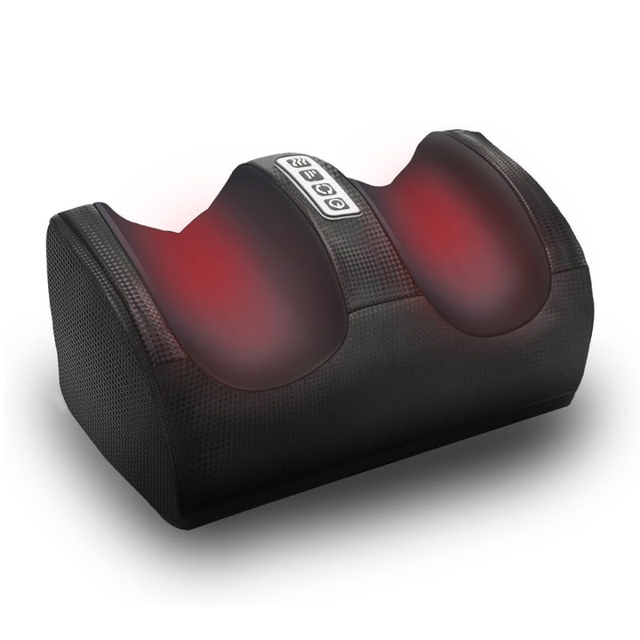 Aparat de masaj picioare, masaj pentru picioare si gambe, dotat cu role de masaj, cu viteza si intensitate reglabile, incalzire, promoveaza circulatia sangelui, masaj refacere musculara