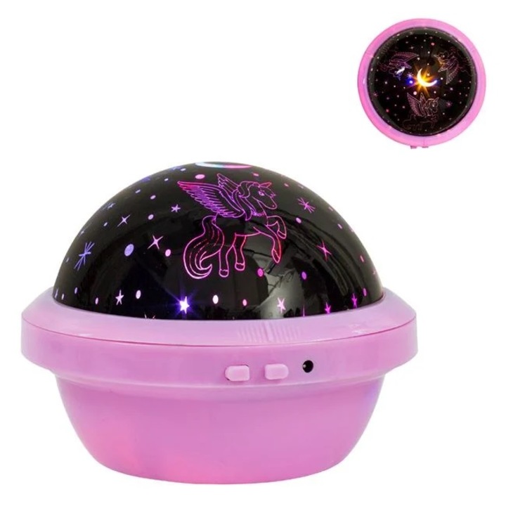 Лампа проектор Еднорог LED RGB RoHs с 3 режима на светене - За детска стая или място за игра