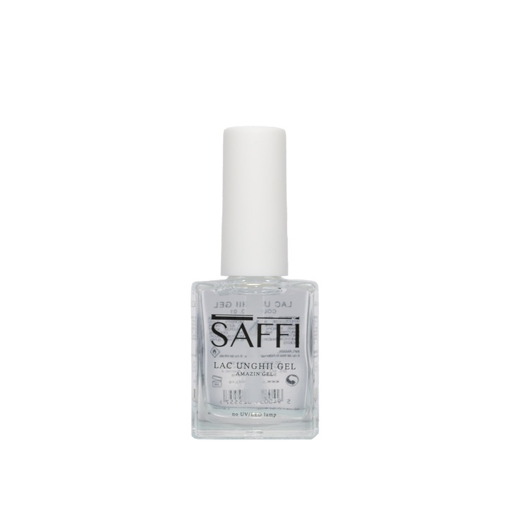 Lac de unghii transparent rezistent fara lampa cu efect de gel nr 1 Pure 10ml - Saffi