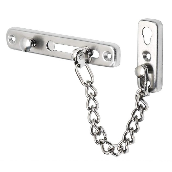 Zavor de usa cu lant, Yakumuz, otel inoxidabil, design anti-furt, 5x6.7 inch, finisaj periat