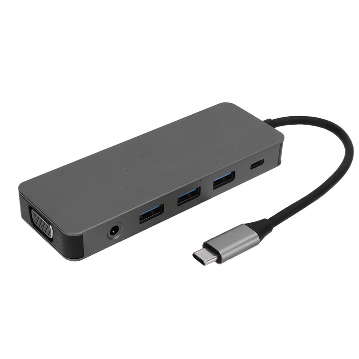 Хъб USB C 11 в 1, поддържа 4K, бързо зареждане PD, четец на карти, алуминий, 111g