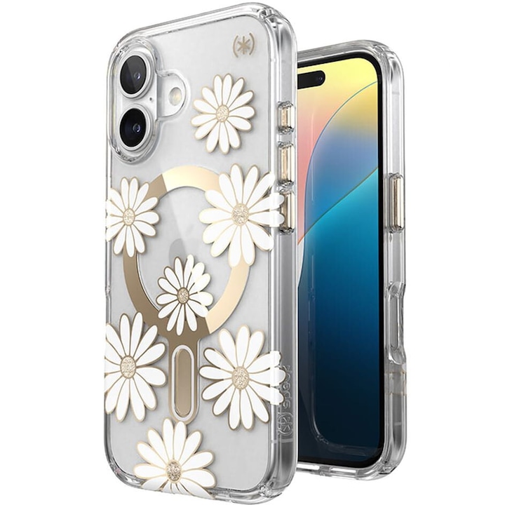 Speck Presidio Lux ClickLock & MagSafe tok iPhone 16-hoz, átlátszó fehér