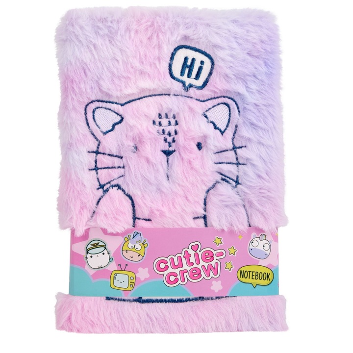 Agenda Plush Cutie Crew, 15 x 21 cm, Pisica Miaupi, Mov