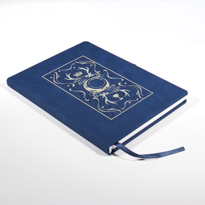 Agenda Senso Dark Blue A5, cu interior de hartie de piatra, coperta cartonata din piele ecologica, albastra