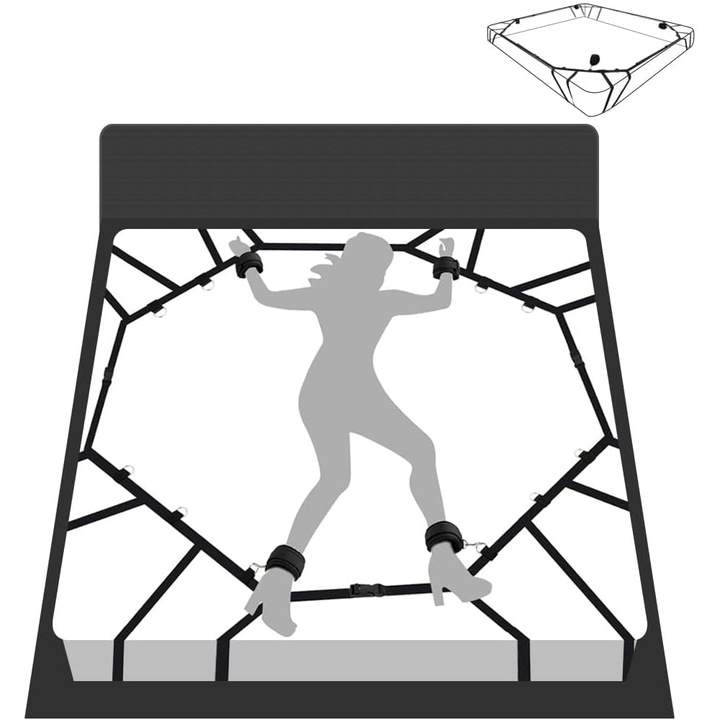 Set BDSM, Chucai, poliester, catuse ajustabile, usor de instalat, negru, pentru adulti