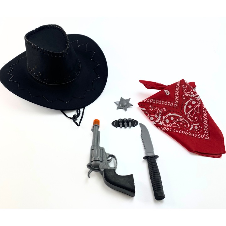 Cowboy szett gyerekeknek, Tropic, Zorro, 58cm, fekete és barna