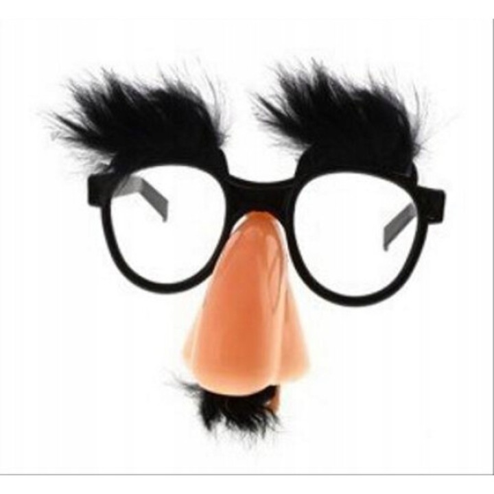 Ochelari cu nas si sprancene false, Negru