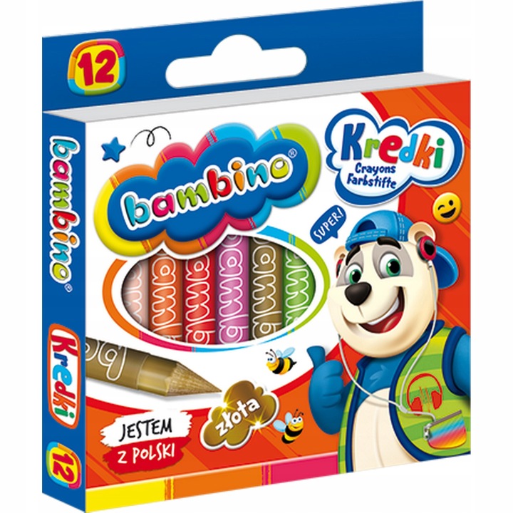 Színes ceruza, Bambino, gyermekszéf, 12 színű készlet, Multicolor