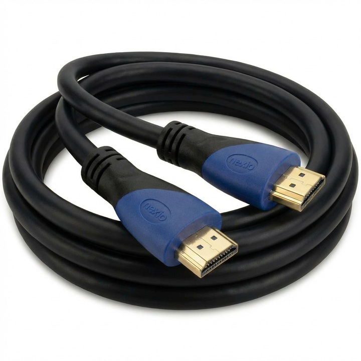 HDMI kábel, V1.4, apa-apa, 4K@30hz, 1080P, nagy sebességű Ethernet, aranyozott érintkezők, 10m, fekete, Nexio