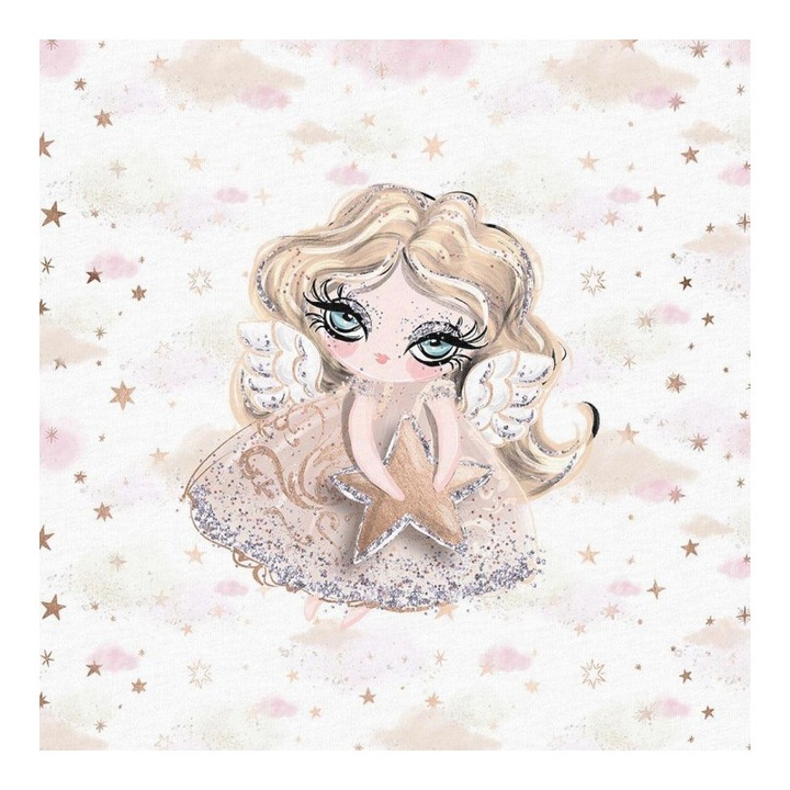 Material textil, Panou din tricot french terry 40x50 cm Inger cu o stea, bumbac 95%, elastan 5%