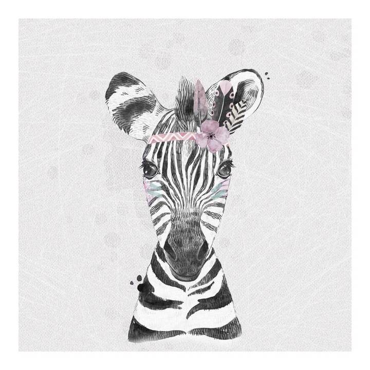 Material textil, Panou din tricot french terry 40x50 cm Mono Zebra Boho, bumbac 95%, elastan 5%