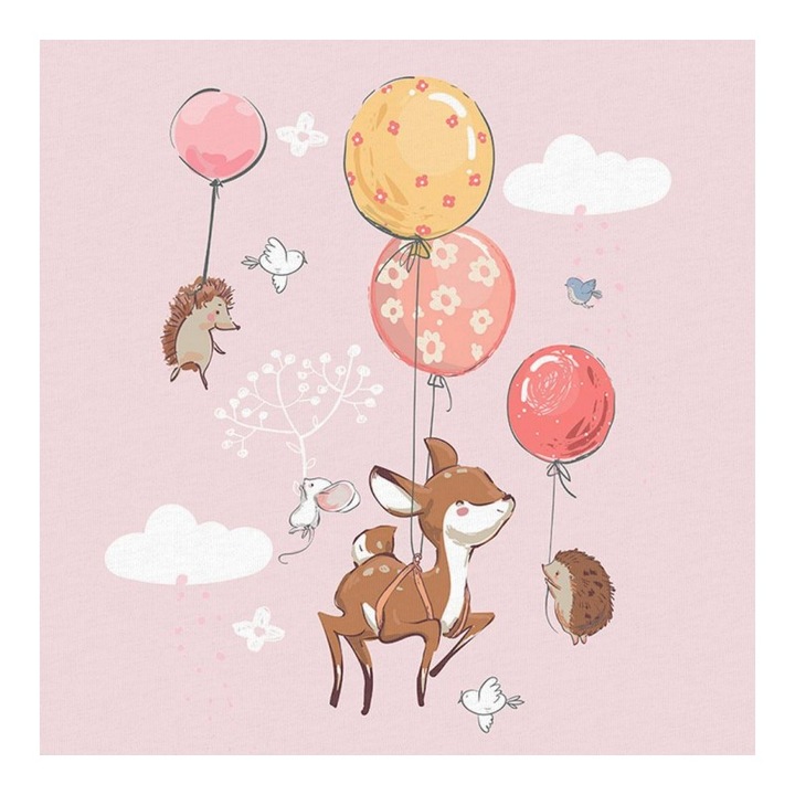 Material textil, Panou din tricot french terry 40x50 cm Sarenka si prietenii sai R, bumbac 95%, elastan 5%