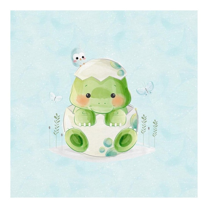 Material textil, Panou din tricot french terry 40x50 cm Baby dino, bumbac 95%, elastan 5%