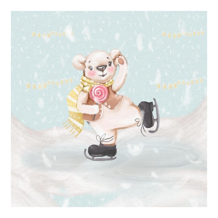 Material textil, Panou din tricot french terry 40x50 cm Ursulet de plus cu o acadea, bumbac 95%, elastan 5%