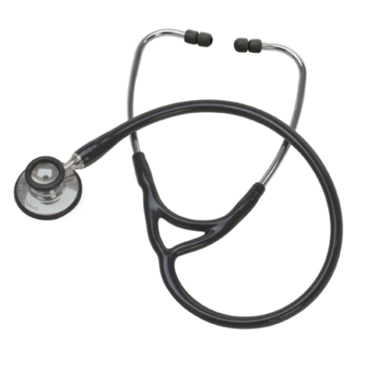 Stetoscop cardiologic Gamma C3, Heine, Fara latex, Reglabil, 56 cm, Negru / Argintiu