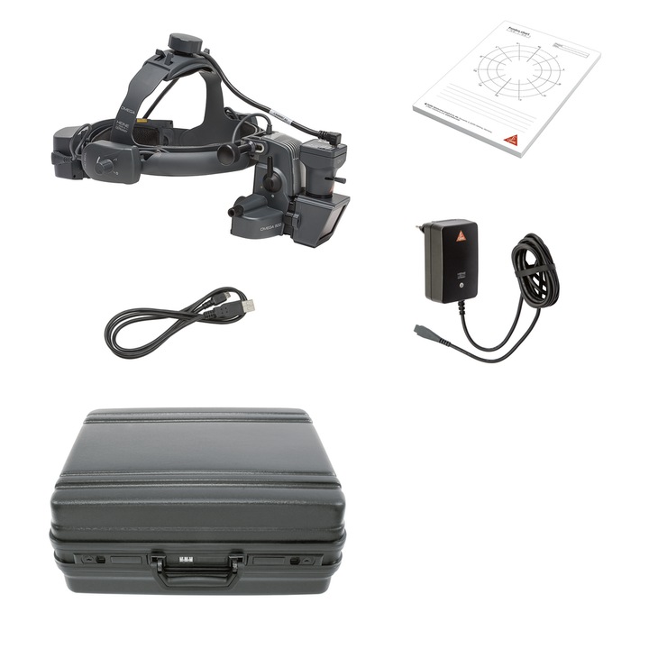 Kit oftalmoscop Heine Omega 500 cu camera video DV1, 5 MP, USB 2.0, 2 acumulatori mPack Unplugged