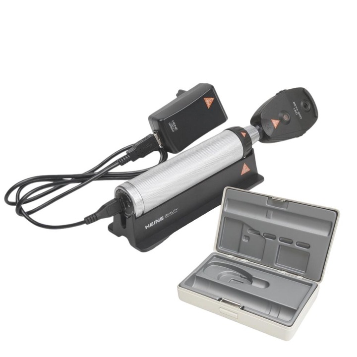 Set oftalmoscop HEINE BETA 200 LED cu Incarcator USB, iluminare LED, dimensiuni compacte